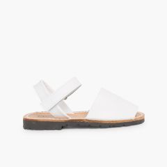 Sandales Avarcas cuir nappa et à scratch pour Enfant  Blanc
