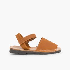 Sandales Avarcas Nubuck à scratch pour Enfant Marron