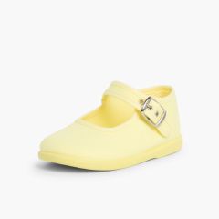 Chaussures en Toile avec Fermeture à boucle Jaune citron