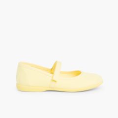 Babies à scratch Fin en toile pour Fille  Jaune citron