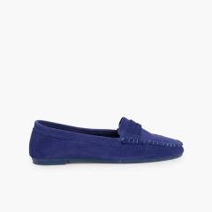 Mocassins en suède avec masque Norteñas Bleu moyen