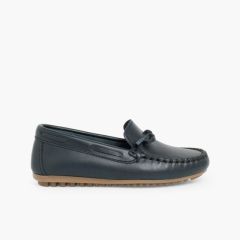 Mocassins en Cuir avec Lacets Bleu