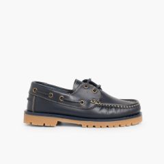 Chaussures Bateaux Garçon à Lacet Bleu Marine