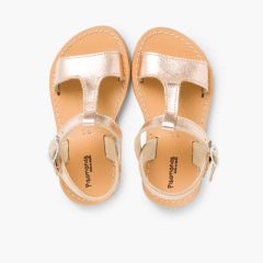 Sandales cuir lisse Métallisées Bronze