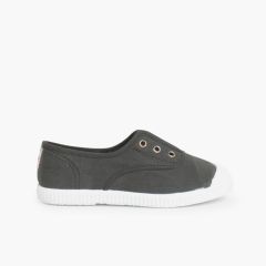 Tennis en Toile avec Bout Caoutchouc Sans Lacets Anthracite