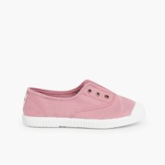 Tennis en Toile avec Bout Caoutchouc Sans Lacets Rose