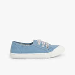 Tennis en Toile avec Lacets Bleu