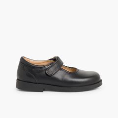 Chaussure Babies d'école Fille à scratch Noir