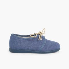 Chaussures derbies garçon en toile Bleu