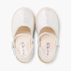 Espadrilles Brillantes à Boucle  Argent