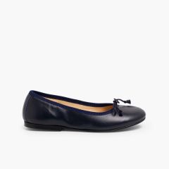 Ballerines de Couleurs pour fille et femme en Cuir  Bleu Marine