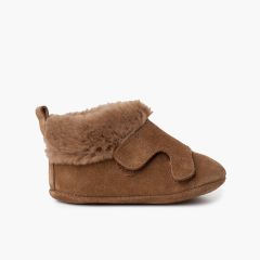 Bottines en cuir fourrure velours Taupe