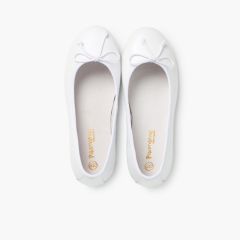 Ballerines de Cérémonie en cuir pour Fille  Blanc