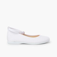 Ballerines fille à fermeture bracelet en plumetis Blanc