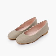 Ballerines de Fête en Lin Fille et Femme Brun