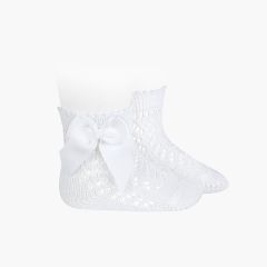 Chaussettes courtes Perle avec noeud Blanc