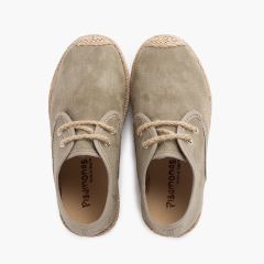 Derbies effet daim et Lacets en Jute Olive Vert