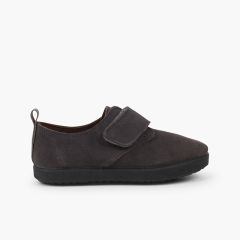 Derbies casual en suède et à scratch Gris
