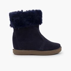Botte à col en fourrure Bleu Marine
