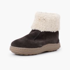 Botte de sport avec fermeture éclair et semelle en peau de mouton Gris