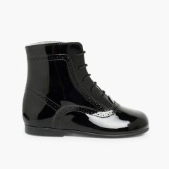 Bottes Filles Cuir Verni Noir