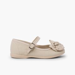 Chaussures Babies en Coton Organique avec Nœud Sable