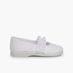 Chaussures babies Fille Bande Élastique Dentelle Blanc