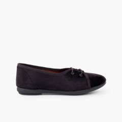 Derbies en velours façon ballerines pour fille Noir