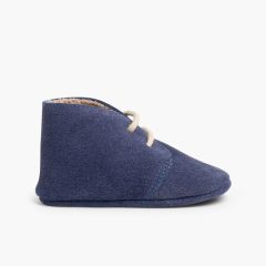 Bottines Bottes safari bébé fourrure poils courts  Bleu denim