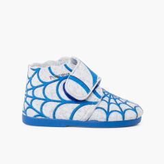 Chaussons en feutre avec fermeture adhésive Tela Araña Azul