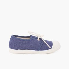 Baskets Casual en Toile Embout en Caoutchouc Bleu denim