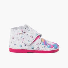 Chaussons en feutre avec fermeture adhésive Licorne Multicolore