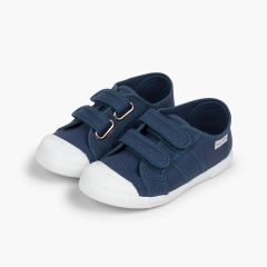Baskets en Toile avec Scratchs pour Enfant Bleu denim