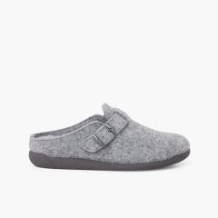 Sabots maison boucle plante rembourrée Gris