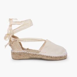Espadrilles pour femme et enfant en couleur unie Écru