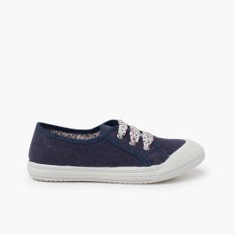 Tennis en Toile avec Lacets Bleu Marine