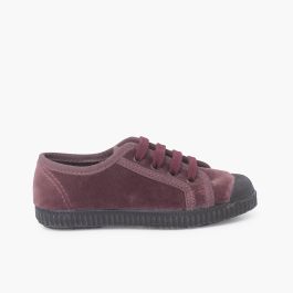 Baskets Enfants en velours avec lacets Rose