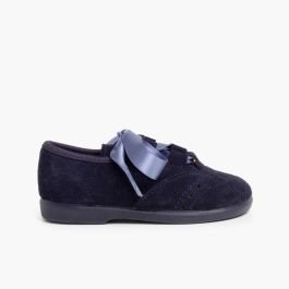 Chaussures anglaises enfants en suède Bleu Marine