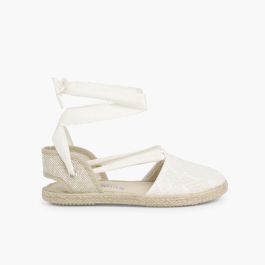 Espadrilles fille à crochet Beige