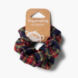 Chouchou fille imprimé écossais Bleu Marine