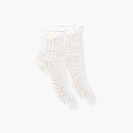 Chaussettes élégantes ajourées avec nœud Blanc