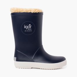 Bottes de pluie en shearling pour enfants Bleu Marine