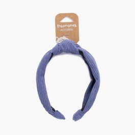 Bandeau à nœud en velours côtelé Bleu de France