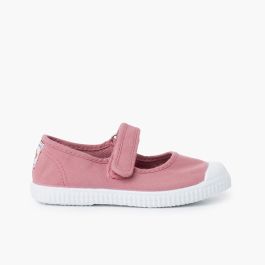Chaussures babies bout en caoutchouc à fermeture scratch Rose