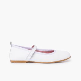 Chaussures babies de cérémonie pour filles avec une fine bande adhésive Blanc
