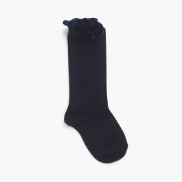 Chaussettes à volants en velours Bleu Marine