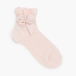 Chaussettes cérémonie avec poignets et noeud en tulle Couleur Chair