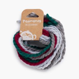 Lacets fins en laine pour les cheveux Vert et bordeaux