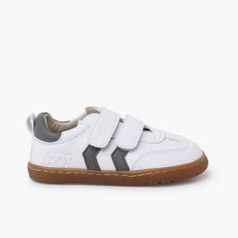 Baskets blanches barefoot enfants bandes latérales Gris