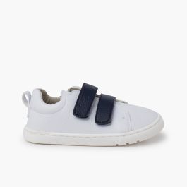 Baskets barefoot bandes scratch interchangeables Blanc et Bleu Marine